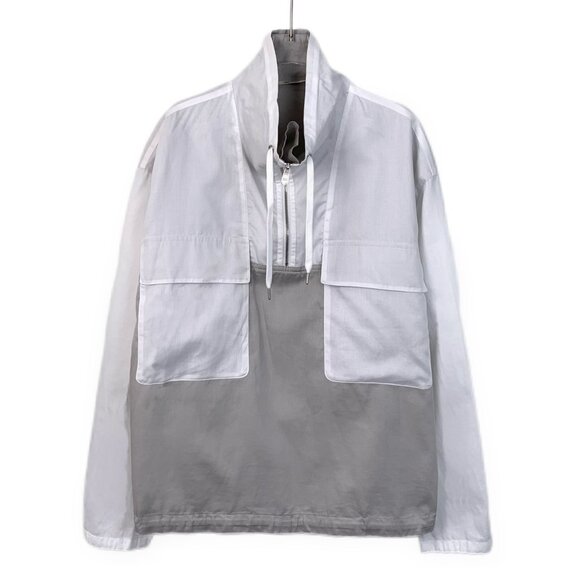 Hermès Mens Cotton Two-Tone Gray & White Pullover Jacket Size 50